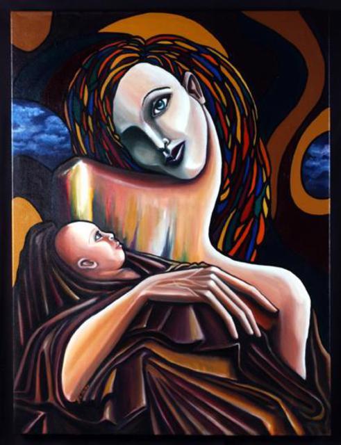 Artist Patrick Sean Kelley. 'Mother' Artwork Image, Created in 2003, Original Drawing Charcoal. #art #artist