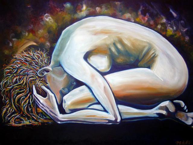 Artist Patrick Sean Kelley. 'Return To The Womb' Artwork Image, Created in 2005, Original Drawing Charcoal. #art #artist