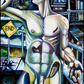 Patrick Sean Kelley: 'The deconstruction of man', 2007 Oil Painting, Abstract Figurative. Artist Description:   This painting is a work in progress. It continues to haunt me as I just can't seem to finish this piece. It has been on Easel for more than a year now. Beyond the obvious symbolic references, man is a continual study for me. We are a ...