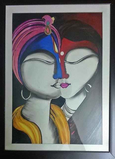 Artist Pushkar Saxena. 'Goddess Radha And God Krishna' Artwork Image, Created in 2017, Original Painting Acrylic. #art #artist