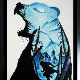 Pushkar Saxena: 'winters', 2017 Acrylic Painting, Mystical. Artist Description: Amazing art of a bear and a ninja through winters.  3...