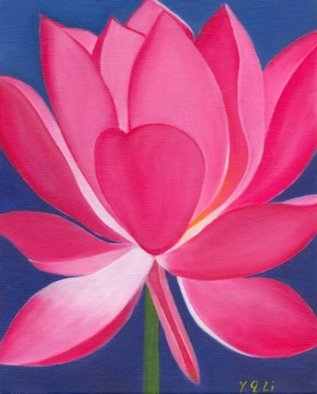 Yiqi Li: 'Lotus 3', 2008 Oil Painting, Floral.  This painting is one of the set of four Lotus. The painting catches the beauty of a lotus flower. This painting is original oil on canvas and it is signed by artist. ...
