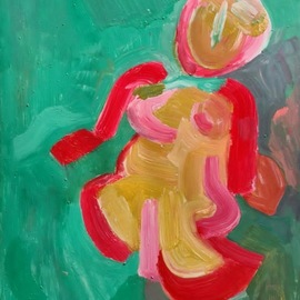 Kiyemba Muhamed: 'ceiling woman', 2022 Oil Painting, Abstract. Artist Description: Floating in air of woman...