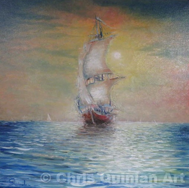 Artist Chris Quinlan. 'Sail Away' Artwork Image, Created in 2017, Original Painting Oil. #art #artist