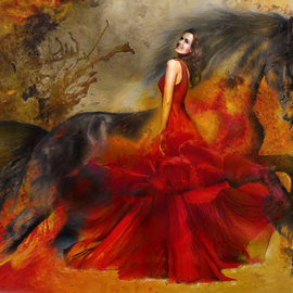 David Smith Artwork Red Dress, 2014 Digital Painting, Glamor