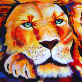 David Smith: 'Resting Lion', 2013 Acrylic Painting, Animals. Artist Description:  colourful lion wild africa king of the jungle       ...