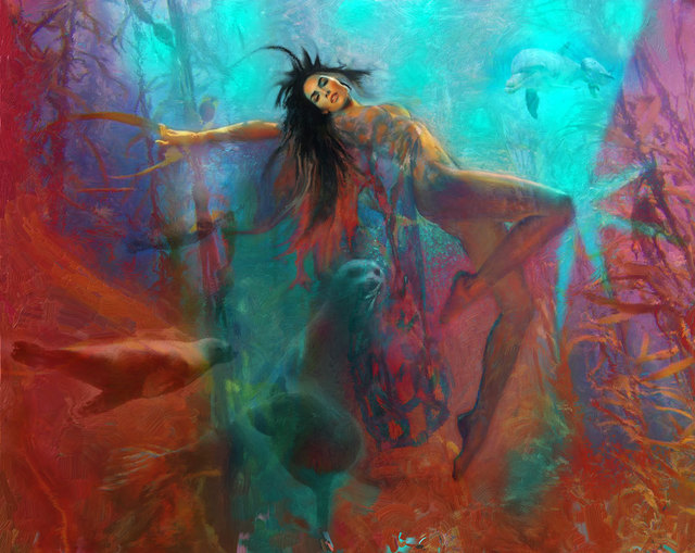 Artist David Smith. 'Swim' Artwork Image, Created in 2014, Original Painting Acrylic. #art #artist