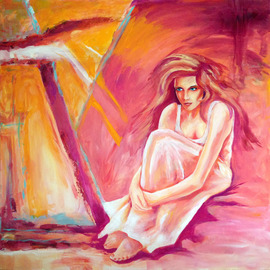 David Smith Artwork Woman in the pink, 2013 Acrylic Painting, Glamor