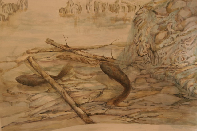 Racheal Yang  'Fish Among Rocks', created in 2008, Original Painting Oil.
