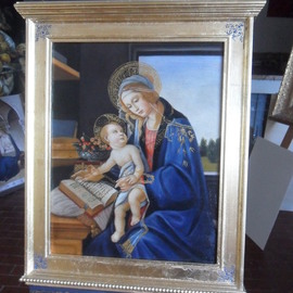 Rachele Manetti: 'Tabernacle frame Botticelli', 2016 Oil Painting, Christian. Artist Description:  Fantastic oil painting reproduction Botticelli with unique tabernacle frame ...