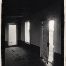 Rachel Schneider: 'Big Bend 1', 2002 Black and White Photograph, Interior. Artist Description: This image is called Diverger' s Way.  I captured this image in the Big Bend reigon of Texas.  As I left this abandoned building, I was approached by an border patrol officer who began to cross examine me about my citizenship and wanted to know why I had ...