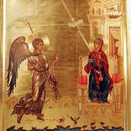 Radoslav Hristov: 'anunciation', 2009 Tempera Painting, Religious. 