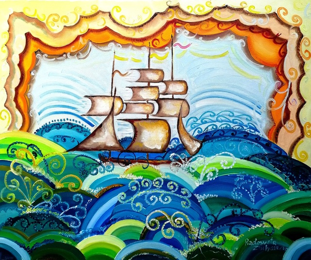 Radosveta Zhelyazkova  'Flying Ship', created in 2018, Original Painting Oil.