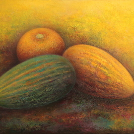 Rafail Aliyev: 'melons', 2018 Oil Painting, Still Life. Artist Description: Absheron melons...