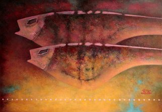 Rafail Aliyev: 'two fishes', 2018 Oil Painting, Fauna. Two fishes...
