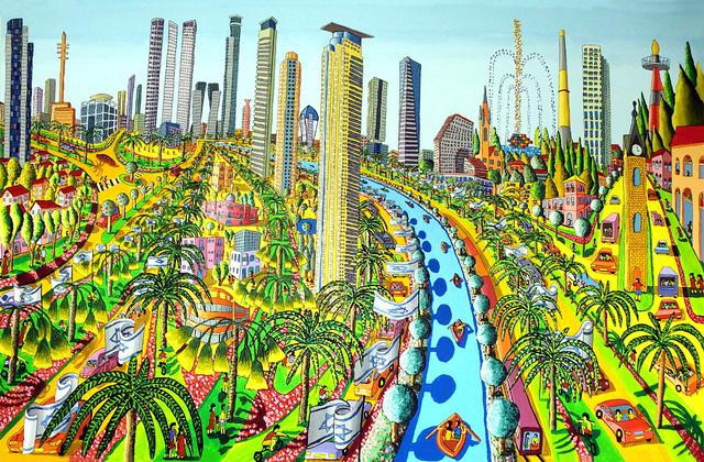 Raphael Perez  Israeli Painter   'Cityscape Naive Painter', created in 2013, Original Photography Color.