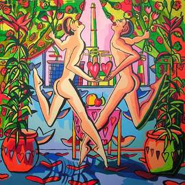 Gay Couple Kissing And Dancing Queer Artwork Art, Raphael Perez  Israeli Painter 