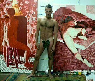 Raphael Perez: 'homoerotic painters artists assaf henigsberg model', 2018 Oil Painting, nudes. Article about Raphael Perez homosexual gay art paintingsPride and Prejudice on Raphael Perezs ArtworkRaphael Perez, born in 1965, studied art at the College of Visual Arts in Beer Sheva, and from 1995 has been living and working in his studio in Tel Aviv.  Today Perez plays an important ...