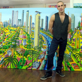 Raphael Perez: 'naive painter folk artist of tel aviv urban arts', 2017 Acrylic Painting, Landscape. Artist Description: A full interview with the Israeli painter Raphael Perez Hebrew name Rafi Peretz about the ideas behind the naive painting, resume, personal biography and curriculum vitaeQuestion Raphael Perez Tell us about your work process as a naive painterAnswer I choose the most iconic and famous buildings ...