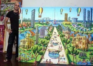 Raphael Perez  Israeli Painter : 'naive painting of tel aviv city israel ', 2010 Acrylic Painting, Naive. Artist Description:  naive paintings of tel aviv city israeli rafi raphael perez gay art artworks artworks landscape painting picture image images  ...