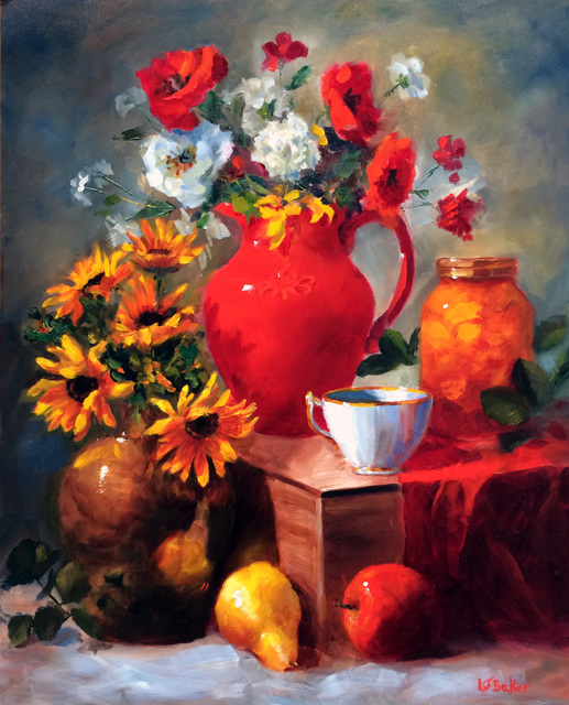 Sapiro Rafiq  'Red Pitcher', created in 2014, Original Painting Oil.
