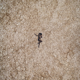 Raf Willems: 'Chauntel in the desert', 2019 Digital Photograph, Nudes. Artist Description: Aerial shot of a woman in the Jean dry lake bed, in the Mojave Desert.  Shot with a drone.  High End Acrylic Print with aluminium floating frame.  Limited Edition of 5. ...