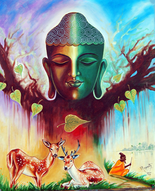 Artist Ragunath Venkatraman. 'The Power Of Buddha' Artwork Image, Created in 2016, Original Painting Oil. #art #artist