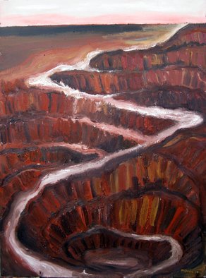 Charles Rajkovic: 'painting', 2015 Oil Painting, Abstract Landscape.  open cut mining ...