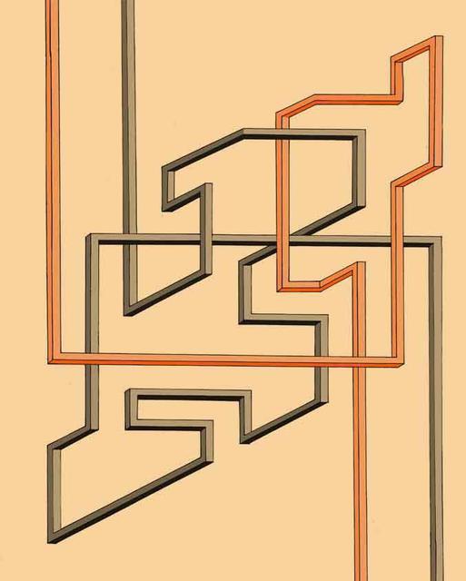 Dmitry Rakov  'Communikation 2 Lines', created in 1999, Original Drawing Pen.