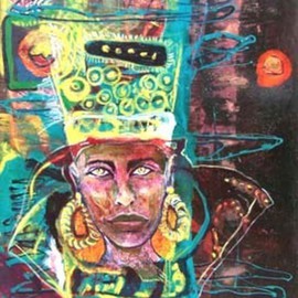 Cirti Raluca: 'Nefertiti', 2003 Oil Painting, Abstract Figurative. Artist Description:  Nefertiti - the Egypet's queen .This work was made in 6 mounth becouse hase many many layers. ...