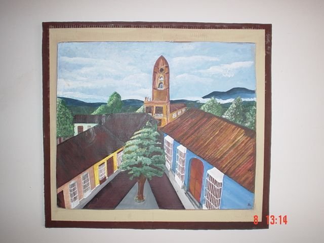 Ramona Marquez Ramraj  'Church And Town', created in 2002, Original Painting Acrylic.