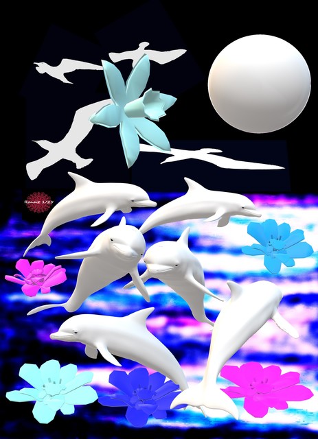 Norocel Traian Nicolaina  'Delfines De Luna Llena', created in 2020, Original Digital Art.