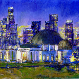 Griffith Park Observatory with LA Nocturne By Randy Sprout
