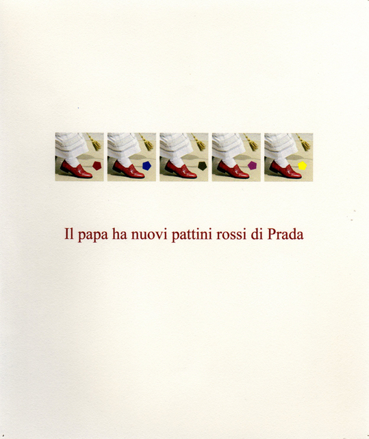 Artist Robert Arnold. 'Il Papa Ha Nuova Pattini Rossi Di Prada' Artwork Image, Created in 2005, Original Printmaking Monoprint. #art #artist