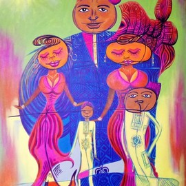 Rasheed Amodu: 'family treasure', 2020 Acrylic Painting, Family. Artist Description: Family Treasure is an Onaism styled acrylic on canvas painting that dwells on the importance of family standard and values. Family Treasure was inspired by the love and bond that exist in a good family and home. The painting captures the essence of joy, peace and harmony in ...