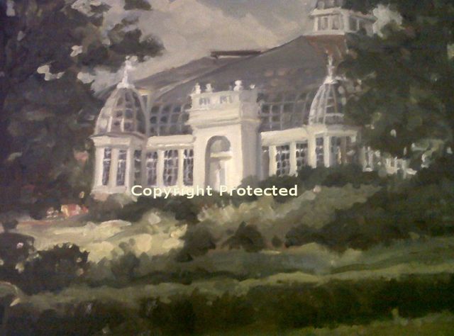 Artist Ron Anderson. 'Palm House At Franklin Park' Artwork Image, Created in 2009, Original Painting Oil. #art #artist