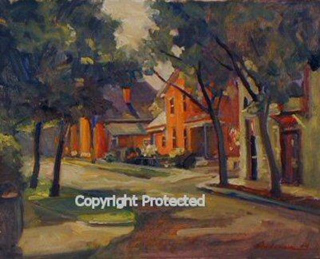 Artist Ron Anderson. 'South 5th Street And East Kossuth Street' Artwork Image, Created in 2004, Original Painting Oil. #art #artist