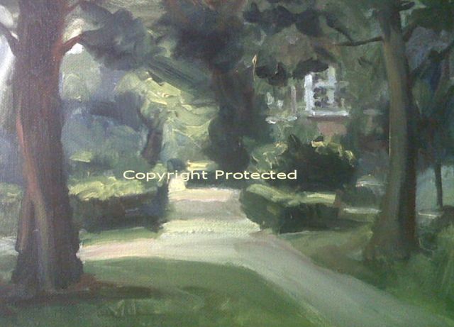 Artist Ron Anderson. 'Winding Path In Franklin Park' Artwork Image, Created in 2011, Original Painting Oil. #art #artist
