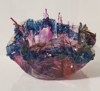 Rayana Dissel: 'multi color resin bowl', 2021 Other, Abstract. This one of a kind Bowl, is Made of Multi colored Resin. I used a  free form method of poring Resin with glass beading on the edge. ...