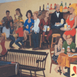 Rebecca L. Baldwin: 'Samuals mural', 1997 Acrylic Painting, Dance. Artist Description: A mural, 15 X 9 ft. painted on Drywall in the Party Room of the home of Bill Samuels, owner of Makers Mark for the purpose of celebraring the beginning of their annual KY Derby Party...