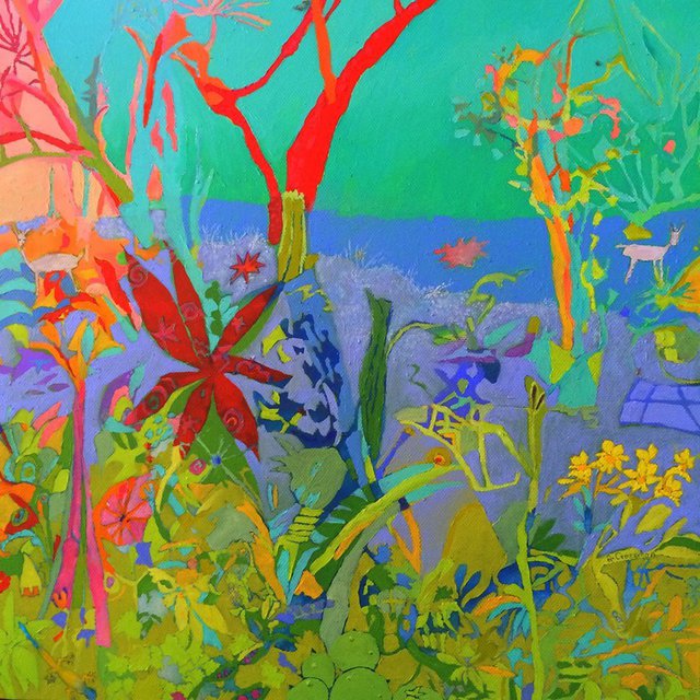 Rebecca De Figueiredo  'FANTASY FOREST With Impala', created in 2016, Original Painting Oil.