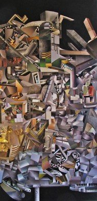 Reginald Williams: 'propaganda machine', 2016 Collage, Abstract. This canvas shows the complexities of propaganda...