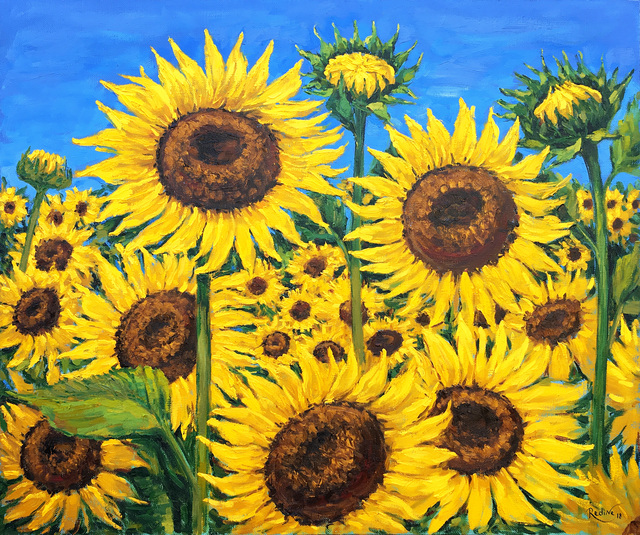 Irina Redine  'Sunflowers', created in 2018, Original Painting Oil.