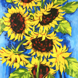 Irina Redine: 'sunflowers', 2022 Acrylic Painting, Floral. Artist Description: Sunflowers aEUR