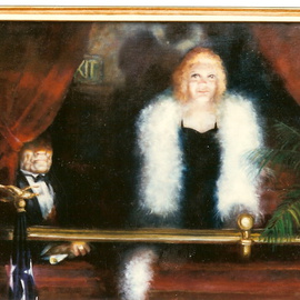 Gerald Wolfert: 'showgirl', 2013 Oil Painting, Americana. Artist Description:   portrait      girl in box seat   ...
