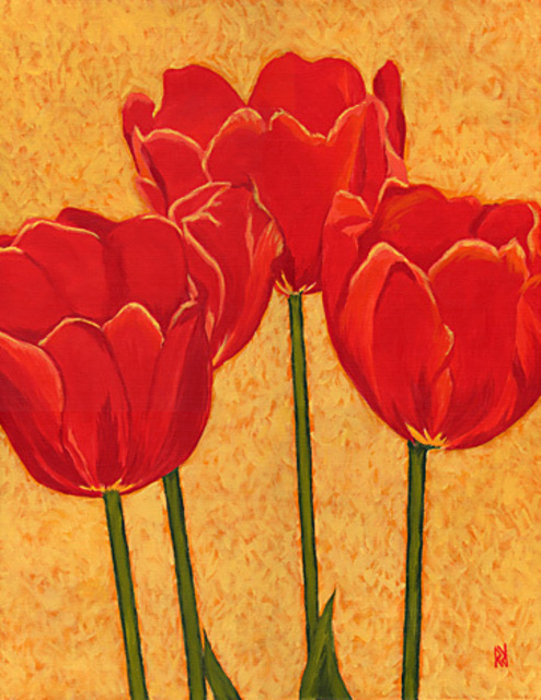 Artist Renee Rutana. 'Tulips In Harmony' Artwork Image, Created in 2008, Original Painting Other. #art #artist