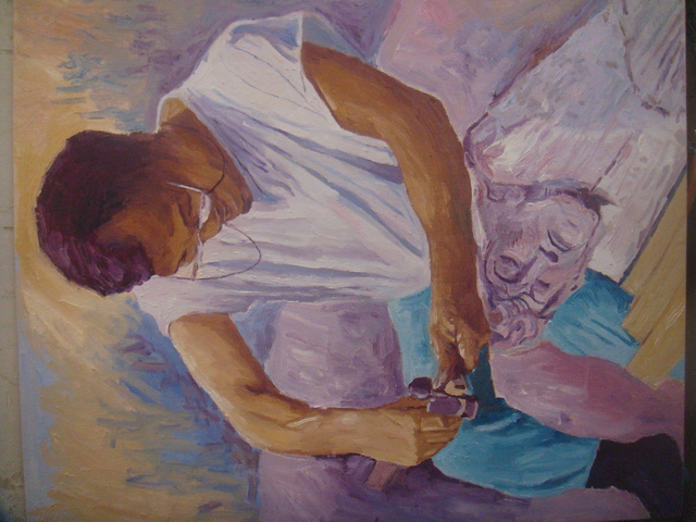 Artist Reynaldo Gatmaitan. 'The Sculptor' Artwork Image, Created in 2011, Original Painting Oil. #art #artist