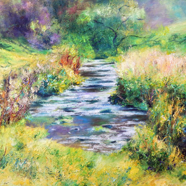 Richard Freer: 'freshwater stream', 2022 Oil Painting, Expressionism. Artist Description: Clear stream in New Zealand...