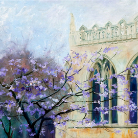 Richard Freer: 'purple blossom', 2023 Oil Painting, Expressionism. Artist Description: Detail from Peterborough Cathedral. ...