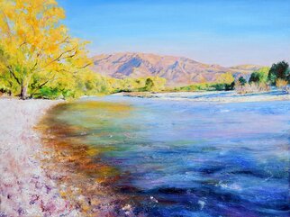 Richard Freer: 'white pebble stream', 2021 Oil Painting, Expressionism. Stream in New Zealand...